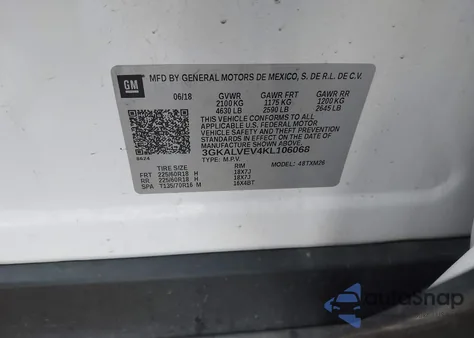 2019 GMC Terrain Slt из США, поврежденный, VIN 3GKALVEV4KL106068